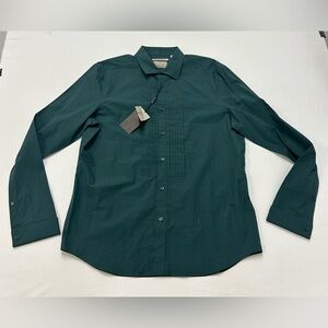 Burberry Tuxedo Long Sleeve Slim Dress Shirt 17 - 43 Dark Forest Green